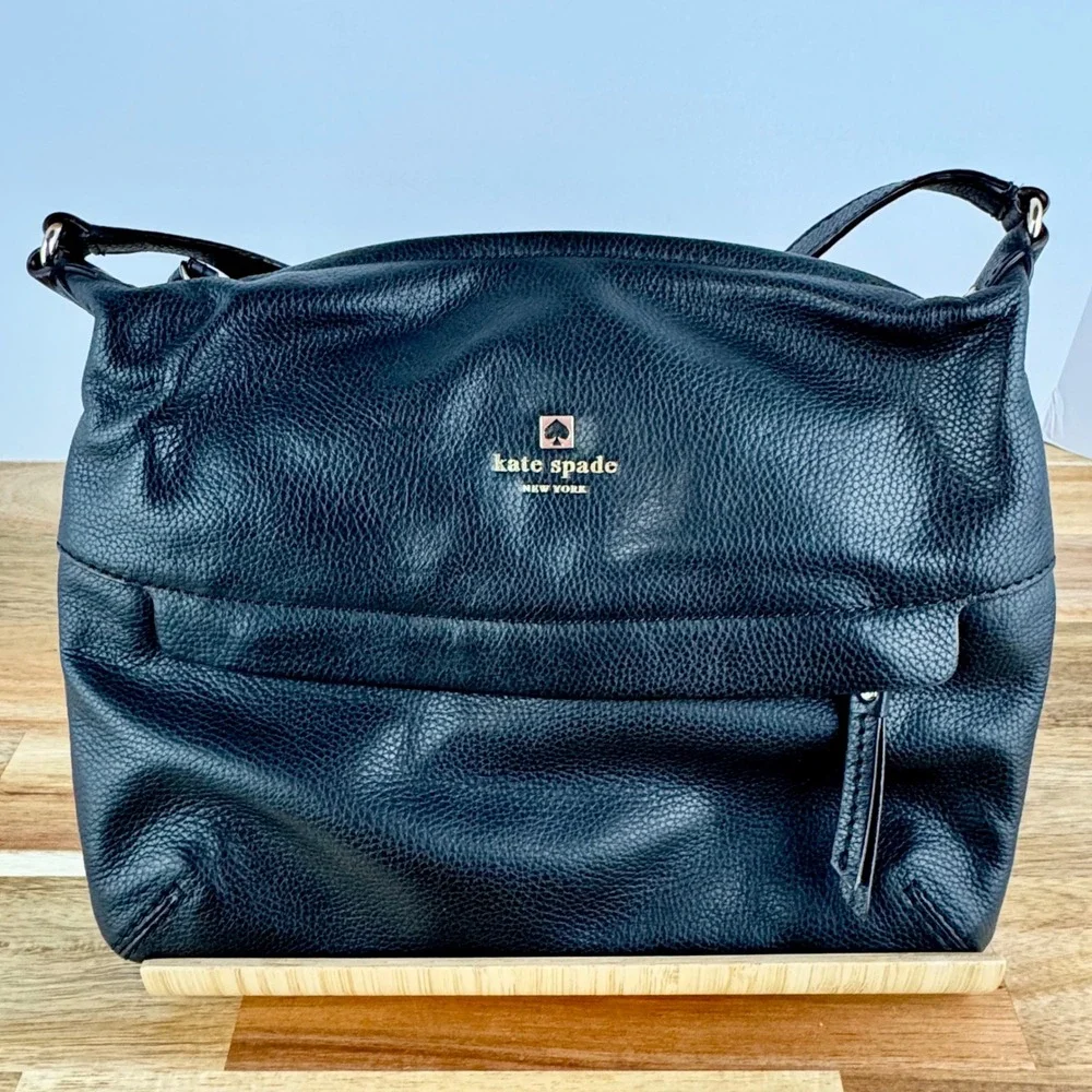 Kate Spade New York Black Leather Shoulder Bag‎ Satchel Gold Hardware